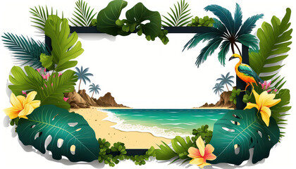 Fototapeta na wymiar Copyspace of tropical natural frame abstract background. Nature and summer vacation concept. Generative AI