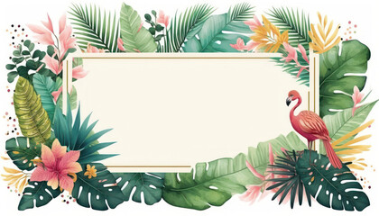 Copyspace of tropical natural frame abstract background. Nature and summer vacation concept. Generative AI