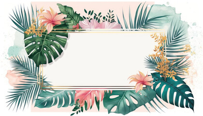 Fototapeta na wymiar Copyspace of tropical natural frame abstract background. Nature and summer vacation concept. Generative AI