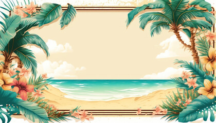 Copyspace of tropical natural frame abstract background. Nature and summer vacation concept. Generative AI - 569014073