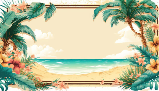 Fototapeta Copyspace of tropical natural frame abstract background. Nature and summer vacation concept. Generative AI