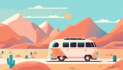 Car roadtrip driving on beautiful day background. Travel vacation concept. Generative AI