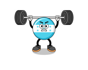 honduras flag mascot cartoon lifting a barbell