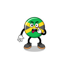 Character Illustration of jamaica flag with tongue sticking out