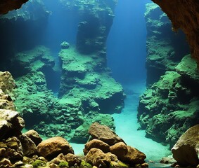 Naklejka na ściany i meble underwater cave