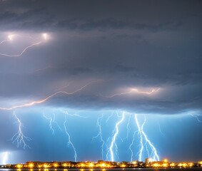 Naklejka na ściany i meble lightning over thunderstorm at the night