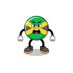 jamaica flag cartoon illustration with angry expression