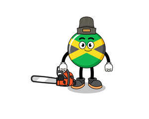 jamaica flag illustration cartoon as a lumberjack