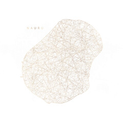 Low poly map of Nauru. Gold polygonal wireframe. Glittering vector with gold particles on white background. Vector illustration eps 10.