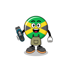 Fototapeta premium Cartoon Illustration of jamaica flag as a barber man