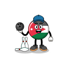Mascot of jordan flag as a bowling player