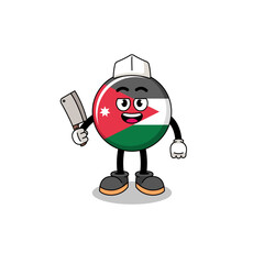 Mascot of jordan flag as a butcher