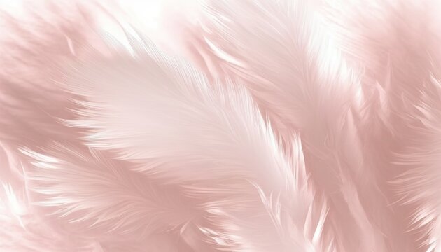 Beautiful abstract soft pink feathers on white background, pink background, feather background, banner. AI image