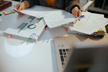 tax time. accountant woman working with documents