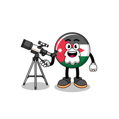 Illustration of jordan flag mascot as an astronomer