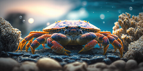 Colorful Crab, Animal Portrait, Generative AI
