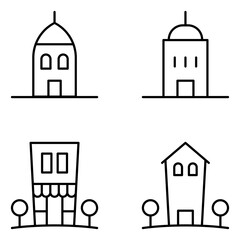 Fototapeta premium Buildings Vector Line Icons