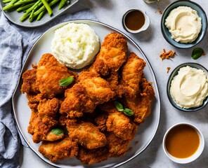 fried chicken wings with sauce and cheese on white plate