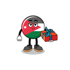 jordan flag mascot illustration giving a gift