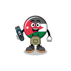 Fototapeta premium Cartoon Illustration of jordan flag as a barber man