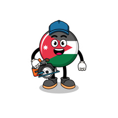 Cartoon Illustration of jordan flag as a woodworker
