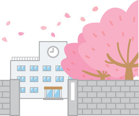 桜が咲く校舎　小学校　中学校　高等学校