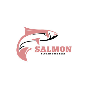 Salmon fish logo design template vector. Animal logo template