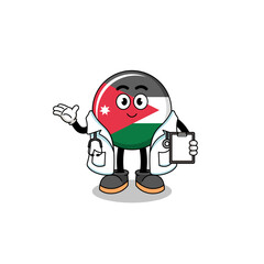 Cartoon mascot of jordan flag doctor