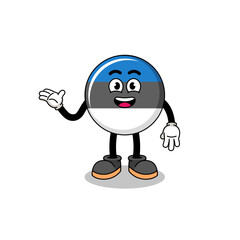 estonia flag cartoon with welcome pose