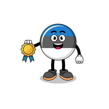 recommend clip art: estonia flag cartoon illustration with satisfaction guaranteed medal