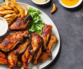 grilled chicken wings with spices and herbs