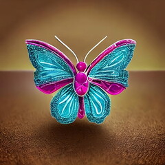 gemstone brooch in the shape of a butterfly 3d illustration (3) generative ai