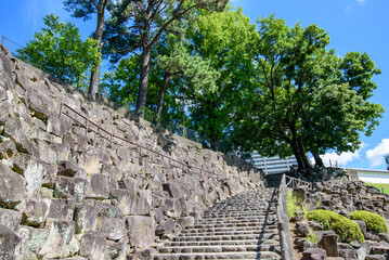 Fototapeta na wymiar 夏の岡崎公園の石垣