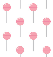 Vector seamless pattern of flat cartoon lollipop candy isolated on white background