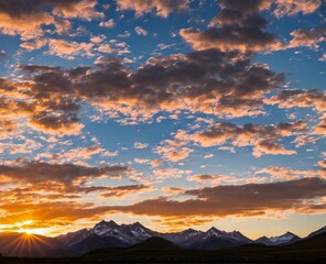 beautiful sunrise on mountain valley, beautiful sunset in the mountains