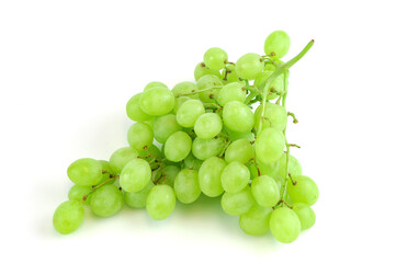 close up on green grape isolated on white background