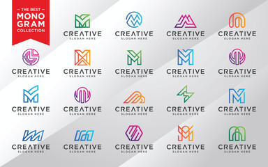 Vector graphic of initial M set logo design template