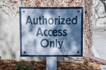 Obraz premium Authorized access sign black white with shadows