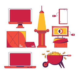 Auction set illustration icon resources website
