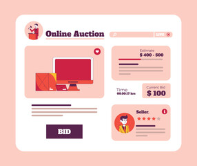 Online auction website template illustration