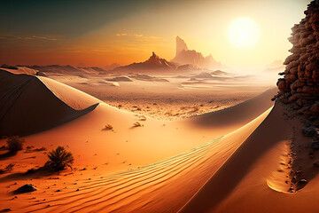 Plakat Desolate desert. Generative AI