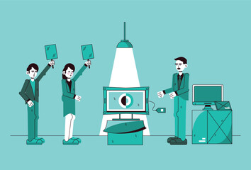 Auction in progress blue background illustration
