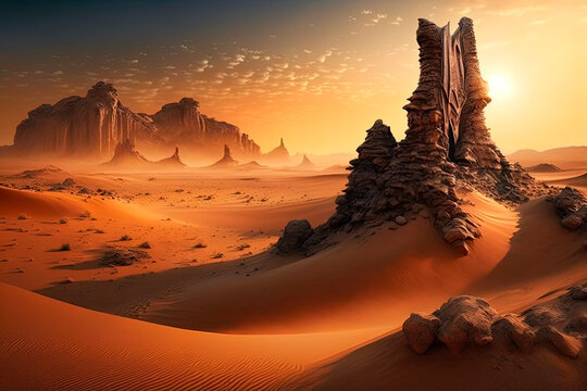 Desolate desert. Generative AI