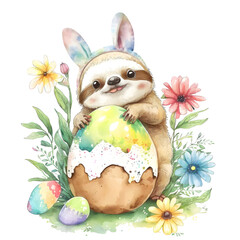 Easter Bunny Sloth Cliparts Bundle