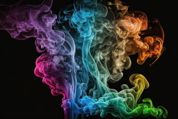 Fototapeta premium Colorful abstract smoke on black background. generative ai