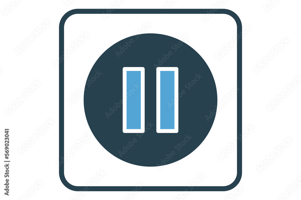 Poster pause icon illustration. icon related to music player. solid icon style. simple vector design editab