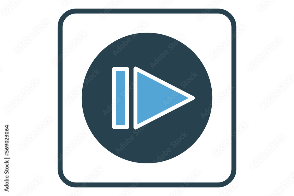 Poster next icon illustration. icon related to music player. solid icon style. simple vector design editabl