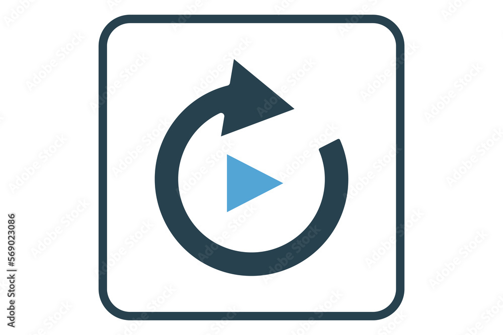 Poster replay icon illustration. icon related to music player. solid icon style. simple vector design edita