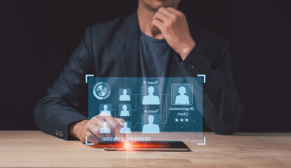 Human resources and management concept. check resume, Screening employee information, job...