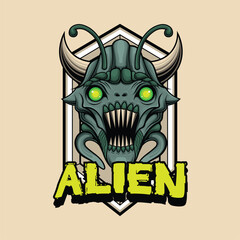 Monster alien mascot logo template